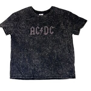 AC/DC Graphic Rock Band Tour T-Shirt Womens XXL 20 Charcoal Acid Wash Hybrid App